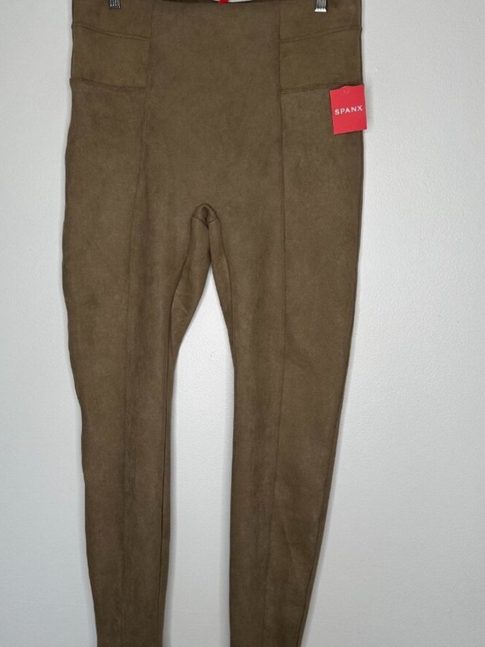 Spanx Faux Suede Leggings XL Pull on Camel High Waisted Ankle Stretch -